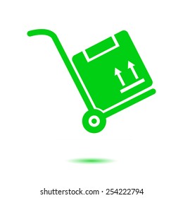 Truck with boxes icon.  Hand truck sign simbol.