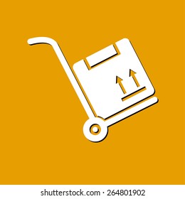 Truck with boxes icon.  Hand truck sign simbol.