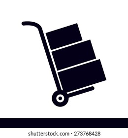 Truck with boxes icon.  Hand truck sign simbol.
