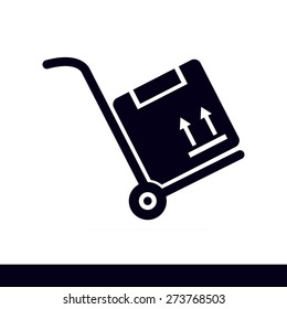 Truck with boxes icon.  Hand truck sign simbol.