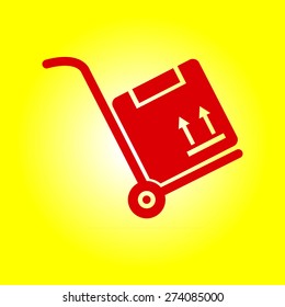 Truck with boxes icon.  Hand truck sign simbol.