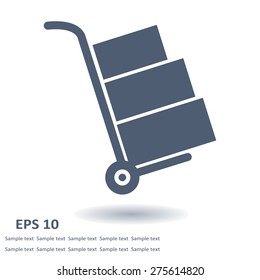 Truck with boxes icon.  Hand truck sign symbol.