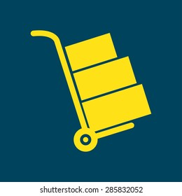 Truck with boxes icon.  Hand truck sign simbol.