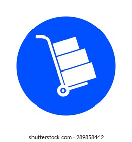 Truck with boxes icon.  Hand truck sign simbol.