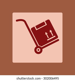 Truck with boxes icon.  Hand truck sign simbol.