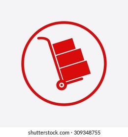 Truck with boxes icon.  Hand truck sign simbol.