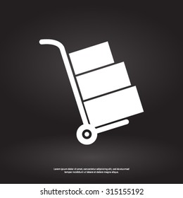 Truck with boxes icon.  Hand truck sign simbol.
