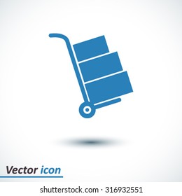 Truck with boxes icon.  Hand truck sign symbol.