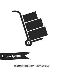Truck with boxes icon.  Hand truck sign simbol.