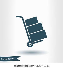 Truck with boxes icon.  Hand truck sign symbol.