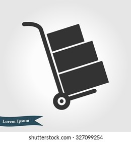 Truck with boxes icon.  Hand truck sign simbol.