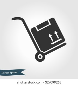 Truck with boxes icon.  Hand truck sign simbol.