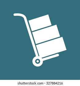 Truck with boxes icon.  Hand truck sign simbol.