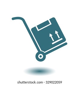 Truck with boxes icon.  Hand truck sign simbol.