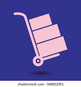 Truck with boxes icon.  Hand truck sign simbol.