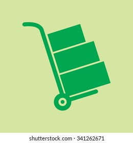 Truck with boxes icon.  Hand truck sign simbol.