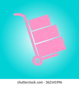 Truck with boxes icon.  Hand truck sign simbol.