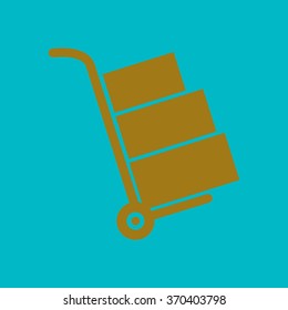 Truck with boxes icon.  Hand truck sign simbol.