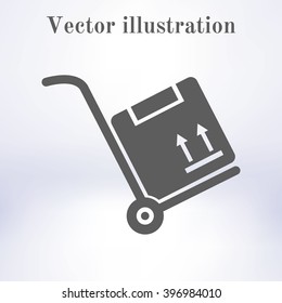 Truck with boxes icon.  Hand truck sign simbol.