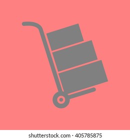 Truck with boxes icon.  Hand truck sign simbol.