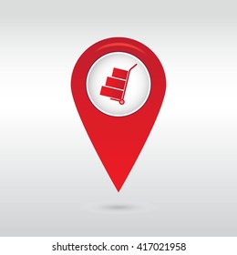 Truck with boxes icon.  Hand truck sign symbol.