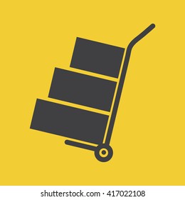 Truck with boxes icon.  Hand truck sign symbol.