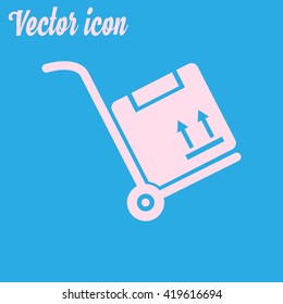 Truck with boxes icon.  Hand truck sign simbol.