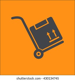 Truck with boxes icon.  Hand truck sign simbol.