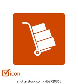Truck with boxes icon.  Hand truck sign simbol.