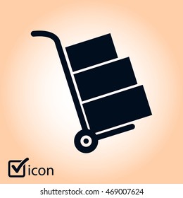 Truck with boxes icon.  Hand truck sign simbol.