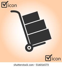 Truck with boxes icon.  Hand truck sign simbol.