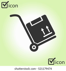 Truck with boxes icon.  Hand truck sign simbol.
