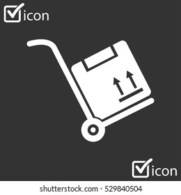 Truck with boxes icon.  Hand truck sign simbol.