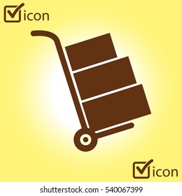 Truck with boxes icon.  Hand truck sign simbol.