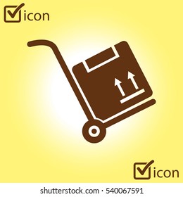 Truck with boxes icon.  Hand truck sign simbol.