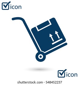 Truck with boxes icon.  Hand truck sign symbol.
