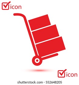 Truck with boxes icon.  Hand truck sign symbol.