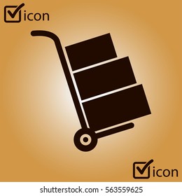 Truck with boxes icon.  Hand truck sign symbol.
