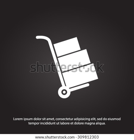 Truck with boxes icon.  Hand truck sign simbol.