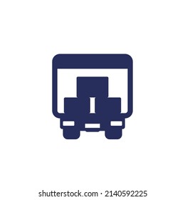 truck with boxes icon on white, back view