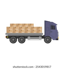 Truck with boxes illustrated on white background