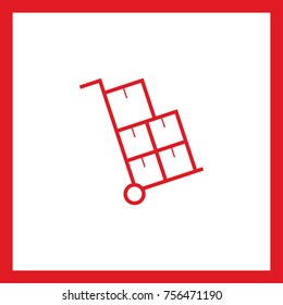 Truck boxes line vector icon