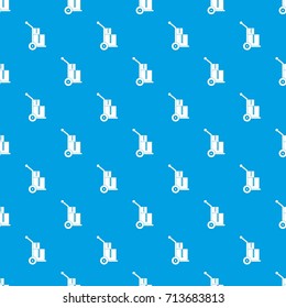 Truck with boxes pattern repeat seamless in blue color for any design. Vector geometric illustration