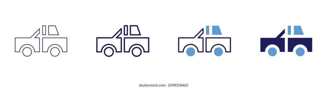 Truck brake fluid replacement icon in 4 different styles. Thin Line, Line, Bold Line, Duotone. Duotone style. Editable stroke.