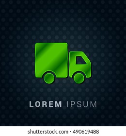 Truck Bright Green chromium precious metallic 3D Icon / Logo Design