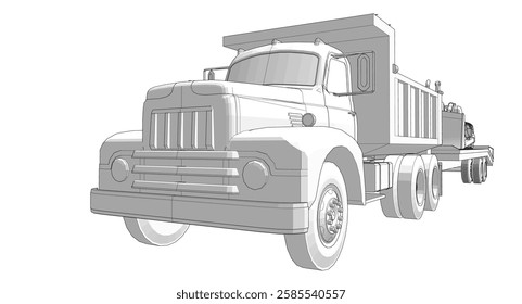 truck and bulldozer 3d illustration