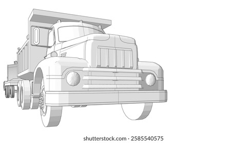 truck and bulldozer 3d illustration