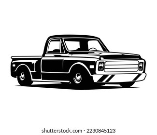 truck c10 logo isolated white background view from side. Best for badge, emblem, icon, sticker design and old truck car industry. vector illustration available in eps 10.