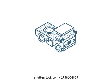 truck cab, van body isometric icon. 3d vector illustration. Isolated line art technical drawing. Editable stroke