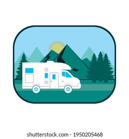 truck camper and forest bagde